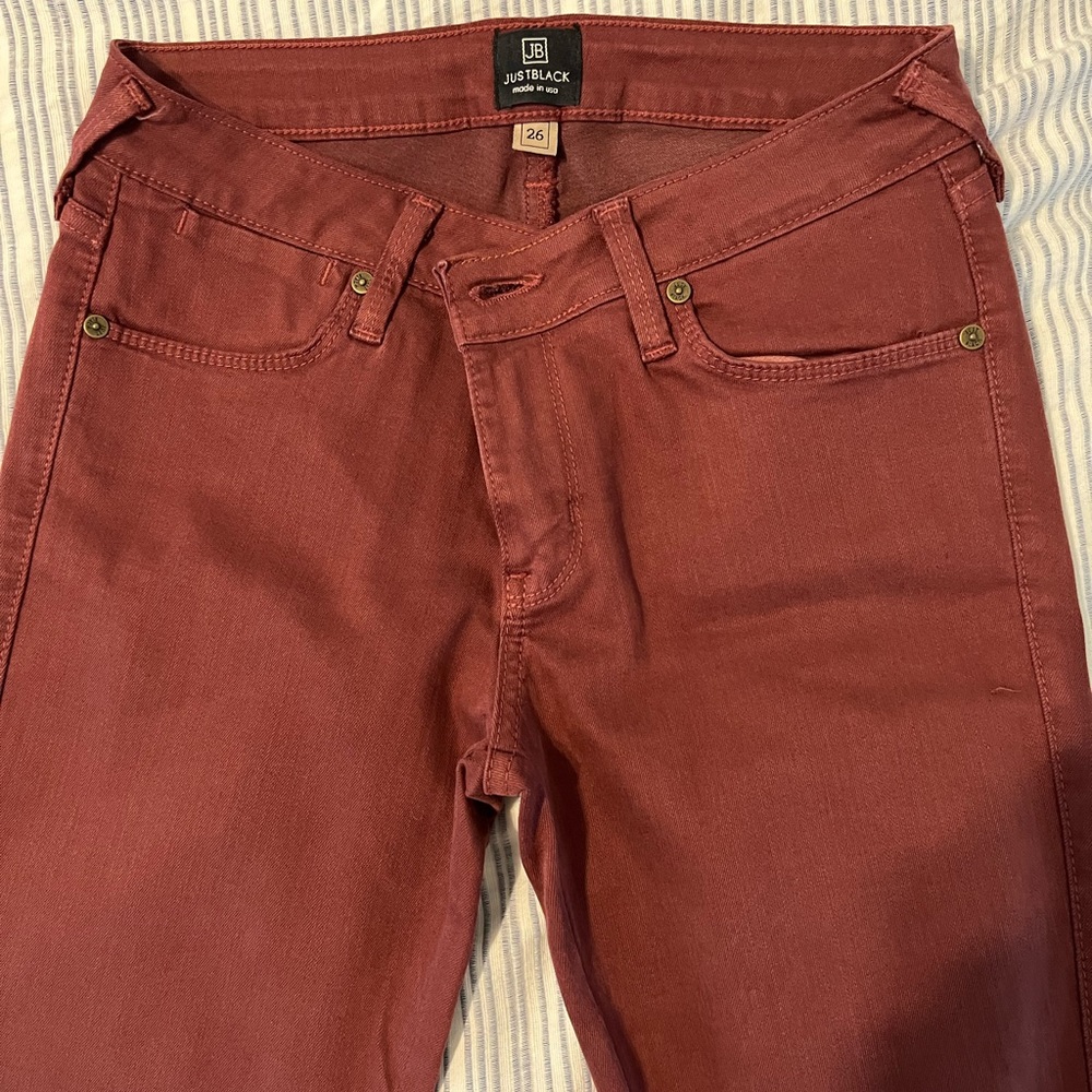 Just Black red ankle zipper jeans.  Size 26